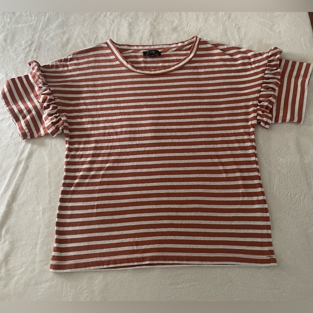 J. Crew Brown Ruched Relaxed Short Sleeve Tee